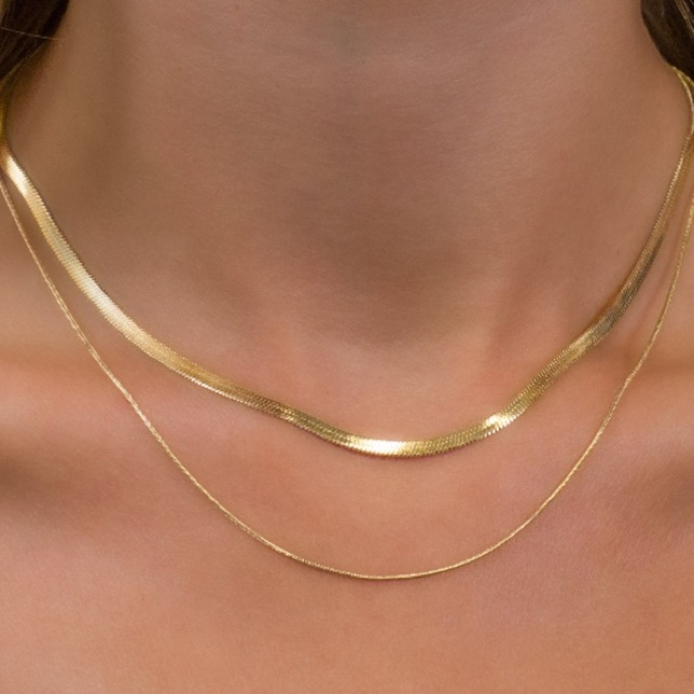 Double flat snake chain necklace - Picture 5 of 6